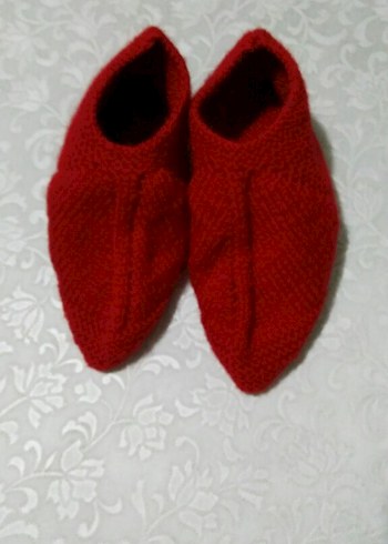 Tasarımcı Kırmızı renk el örgüsü çocuk patik Ev Terliği ,Boy:20 cm.