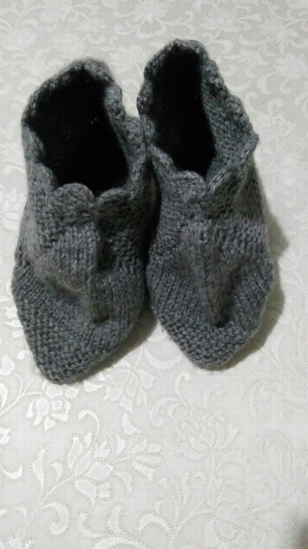 Gri renk el Örgüsü çocuk Patik Boy:18 cm - Görsel 2