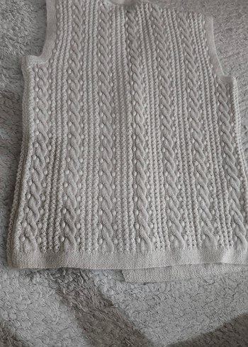 Kadın bej örgü yelek - Görsel 2