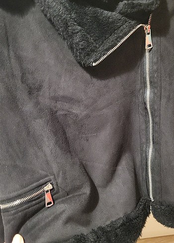 Siyah Kürklü Kısa Kadın Ceket - Görsel 2