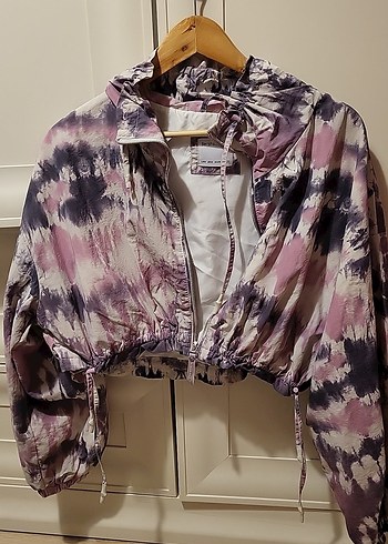 Mor Bağcıklı Kısa Bağlamalı Ceket BERSHKA CROP CEKET - Görsel 3