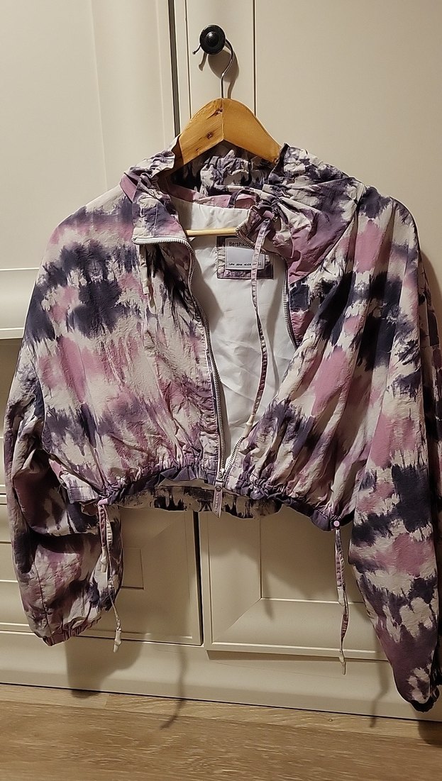 Mor Bağcıklı Kısa Bağlamalı Ceket BERSHKA CROP CEKET - Görsel 3