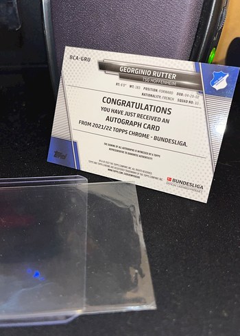 Topps Georginio Rutter İmzalı Rookie TSG Hoffenheim Kartı - Görsel 2