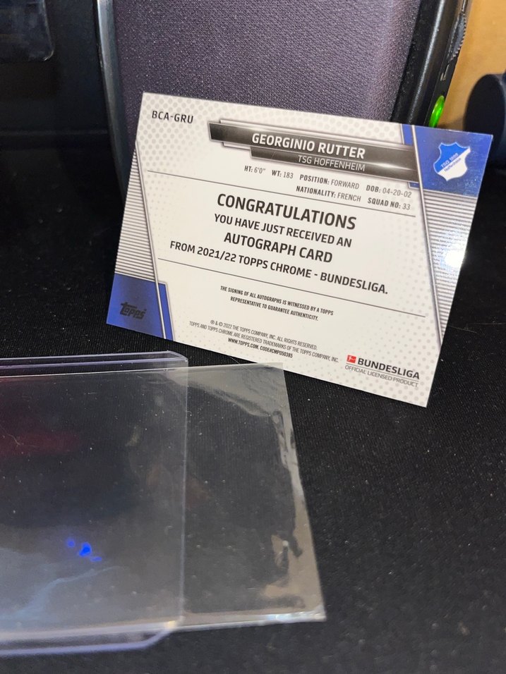 Topps Georginio Rutter İmzalı Rookie TSG Hoffenheim Kartı - Görsel 2