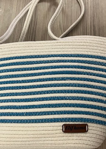 Mavi Beyaz Bohem Kadın Plaj Çantası - Görsel 3