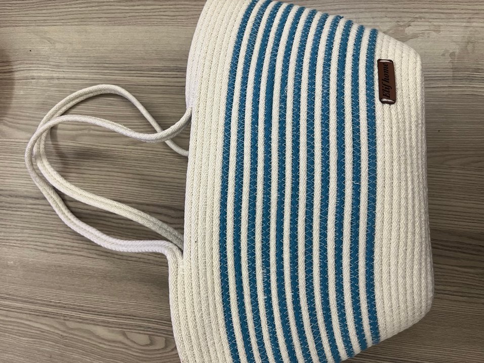 Mavi Beyaz Bohem Kadın Plaj Çantası - Görsel 2