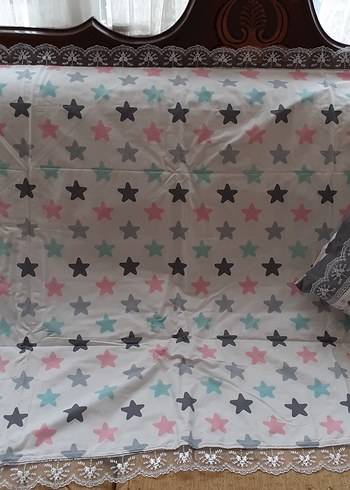 100% Pamuk kumaştan  Yıldız Desenli Çocuk süpriz  yastıklı örtü - Görsel 2