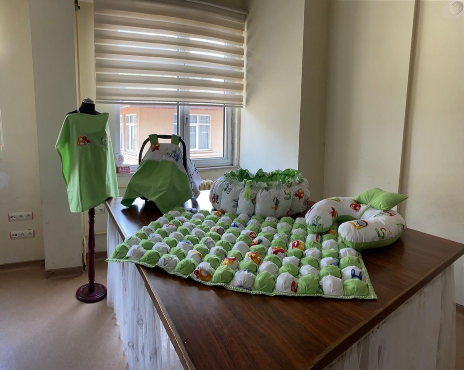 Bebekler için Renkli pamuklu  kumaştan Uyku Seti - Görsel 2