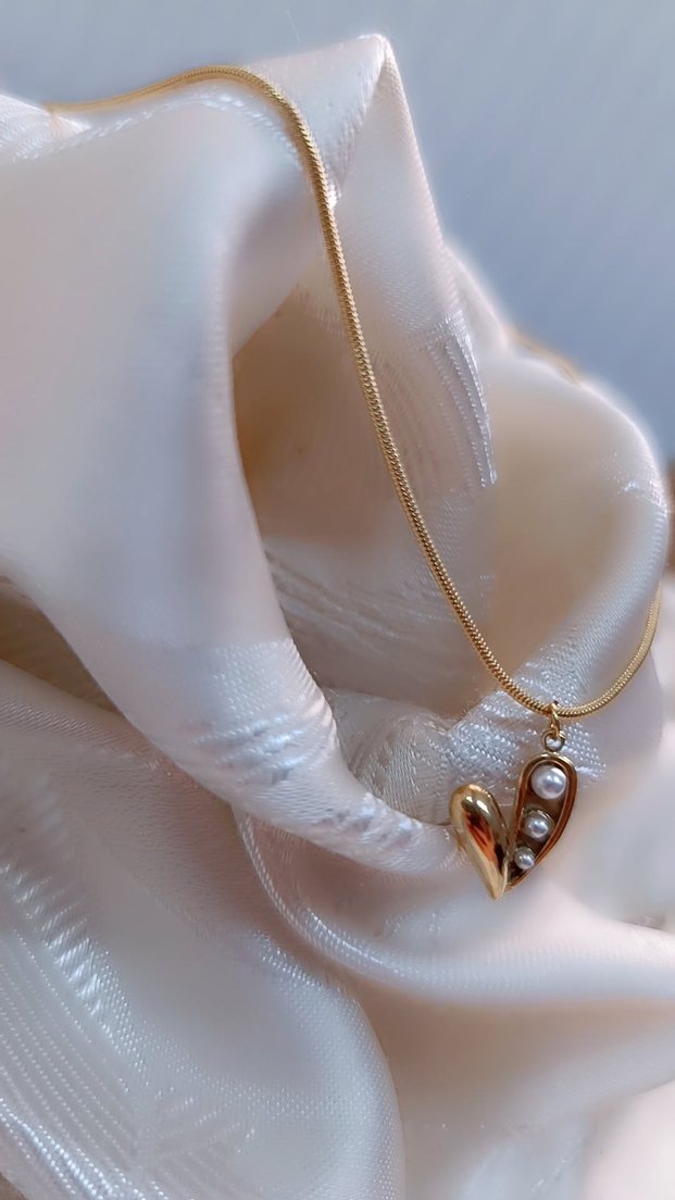 Yılan sırtı zincirli incili kolye - Görsel 2