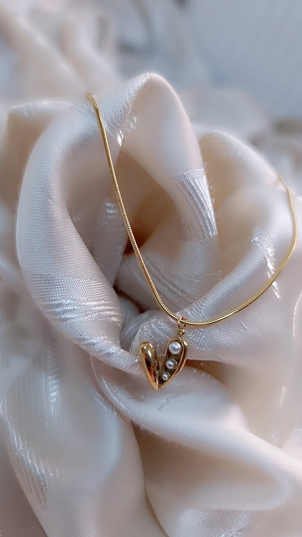 Yılan sırtı zincirli incili kolye - Görsel 3