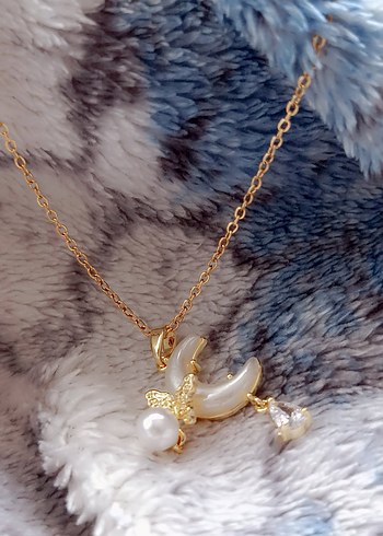 Ay şeklinde inci detayli kolye - Görsel 2