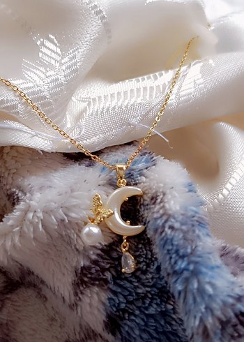 Ay şeklinde inci detayli kolye - Görsel 4