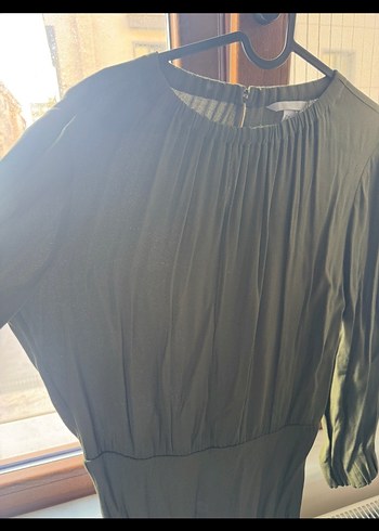 Uzun Kollu Siyah Piliseli Kadın Elbise - Görsel 2