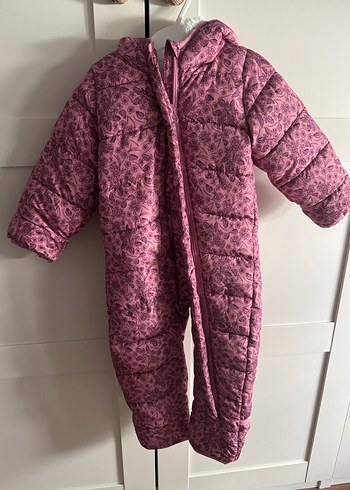 Kürklü Pembe Kız Bebek Kayak Tulumu/Kar Tulumu/Astronot - Görsel 5