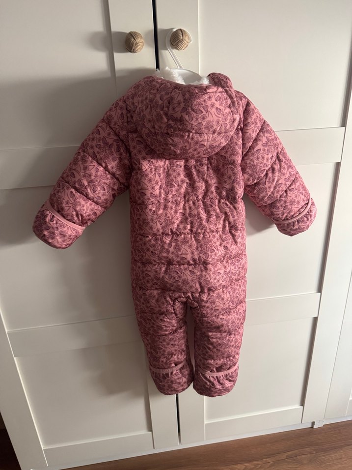 Kürklü Pembe Kız Bebek Kayak Tulumu/Kar Tulumu/Astronot - Görsel 4