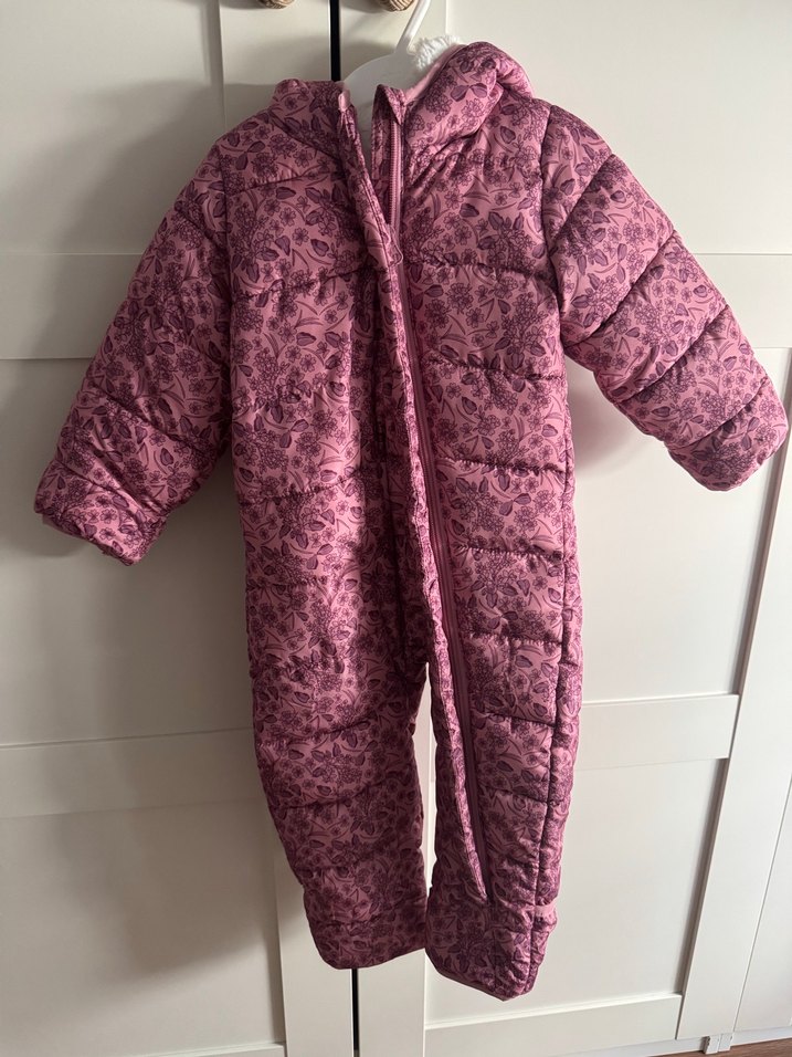 Kürklü Pembe Kız Bebek Kayak Tulumu/Kar Tulumu/Astronot - Görsel 5