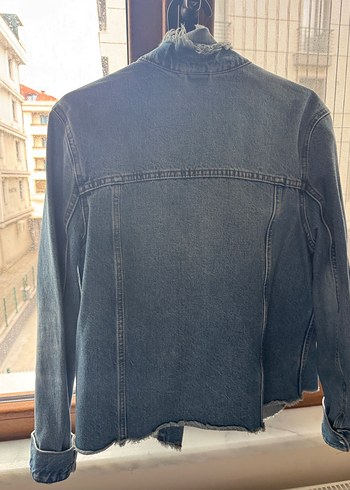 Düğmeli Mavi Kadın Denim Ceket - Görsel 3