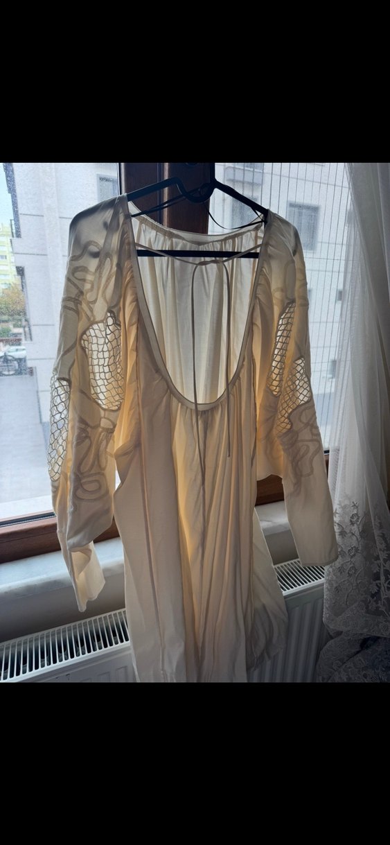 Beyaz Bohem elbise/tunik sırt dekolteli - Görsel 2