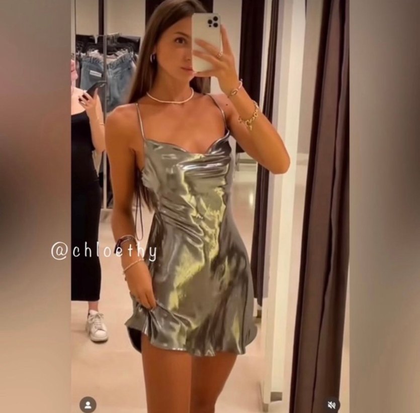 Zara Metalik Kokteyl Elbise - Görsel 2