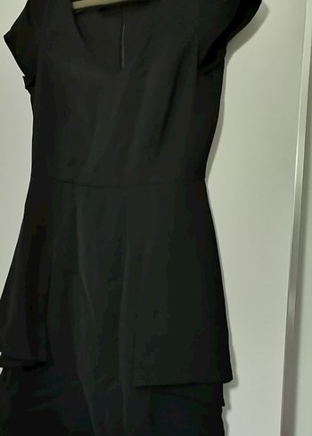 Siyah Drapeli Midi Kadın Ofis Elbisesi - Görsel 2