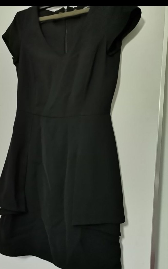 Siyah Drapeli Midi Kadın Ofis Elbisesi - Görsel 2