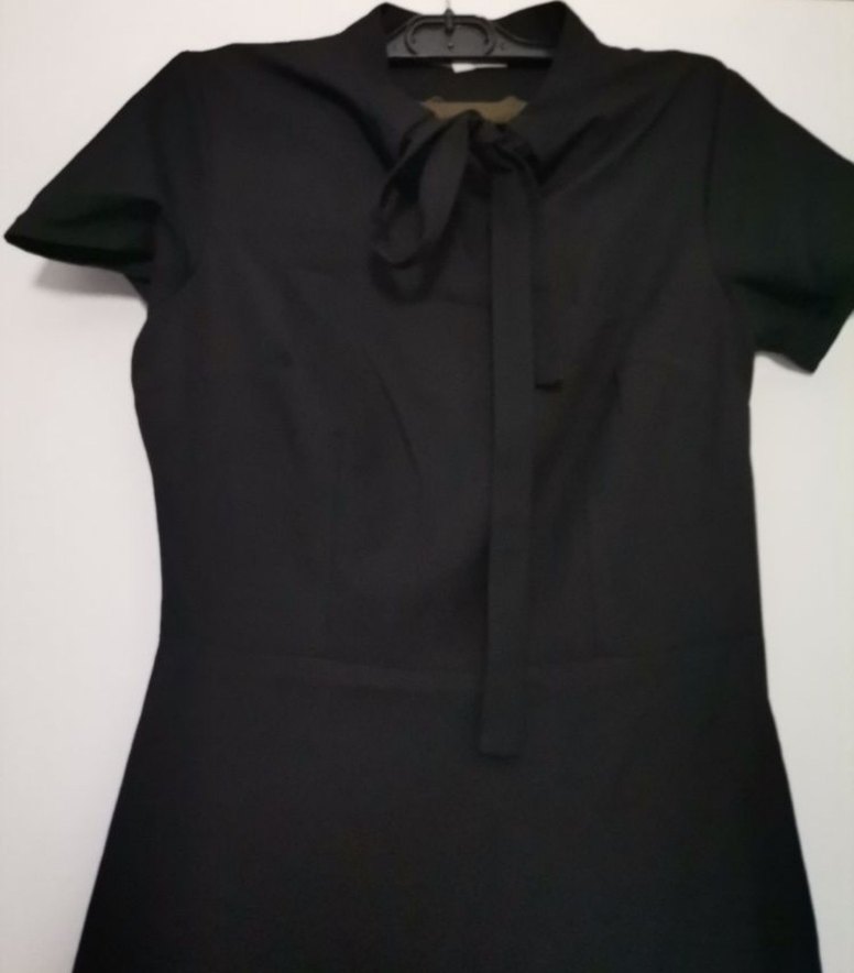 Düğmeli Siyah V Yaka Kadın elbise - Görsel 3