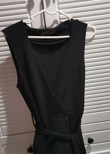 Kadın Siyah Uzun Kemerli tulum - Görsel 4