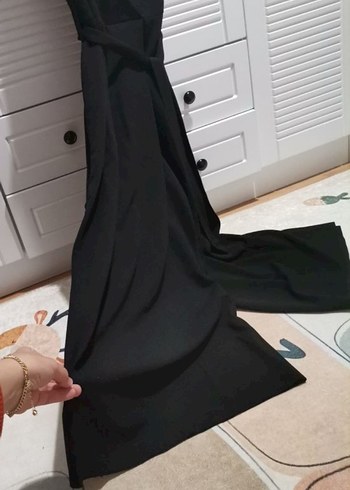 Kadın Siyah Uzun Kemerli tulum - Görsel 2