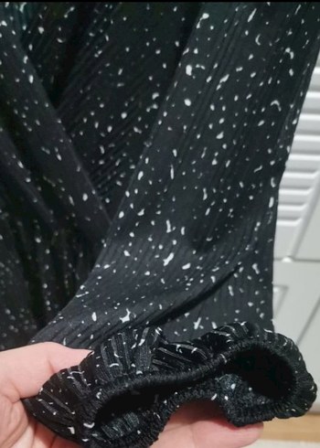 Siyah Pilili V Yaka Kadın elbise - Görsel 3