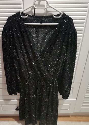 Siyah Pilili V Yaka Kadın elbise - Görsel 6