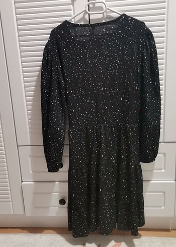 Siyah Pilili V Yaka Kadın elbise - Görsel 5