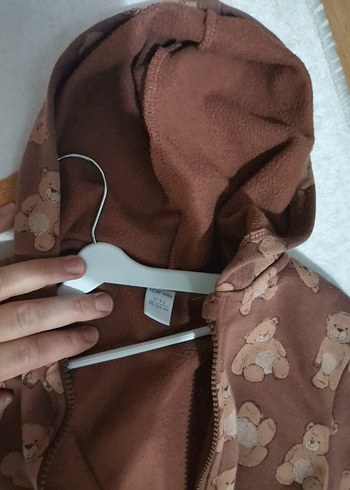 Kapüşonlu, fermuarlı kahverengi kız pijama takımı - Görsel 5