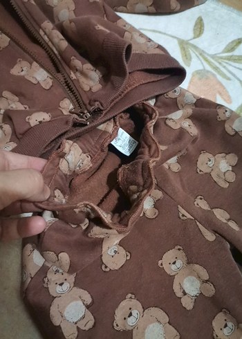 Kapüşonlu, fermuarlı kahverengi kız pijama takımı - Görsel 4