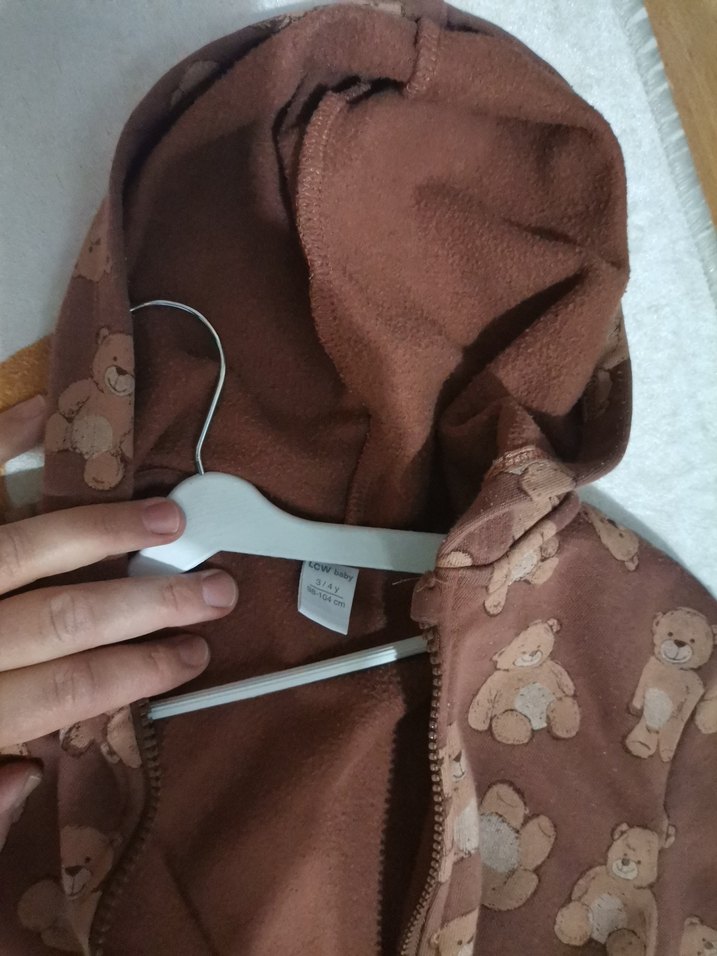 Kapüşonlu, fermuarlı kahverengi kız pijama takımı - Görsel 5