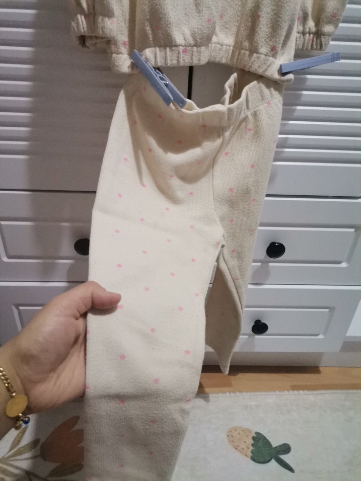 Kız Çocuk Beyaz Triko Sweatshirt takım - Görsel 2