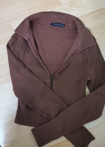 Kahverengi Fermuarlı Kadın crop - Görsel 2