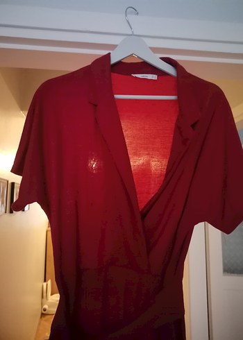 Mango Kırmızı Uzun tulum - Görsel 3