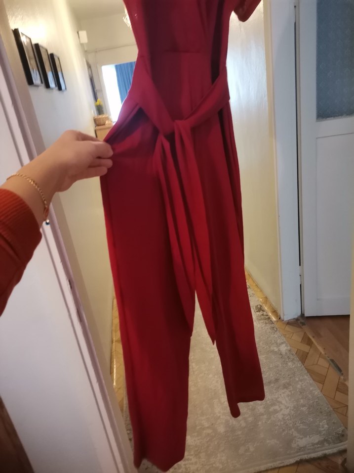 Mango Kırmızı Uzun tulum - Görsel 2