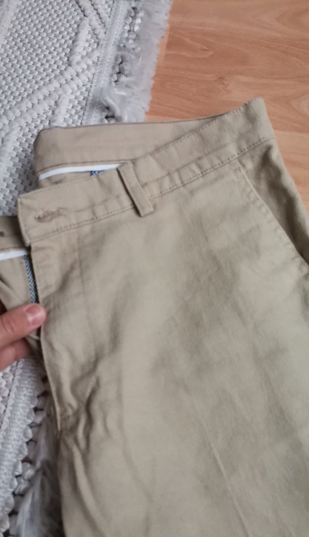 Erkek Bej Keten Kemerli Pantolon 50beden - Görsel 5