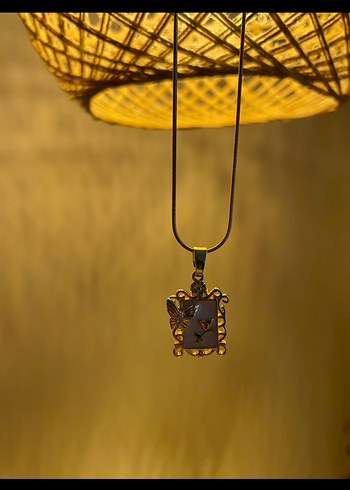 Vintage çiçek detaylı gold kolye - Görsel 2