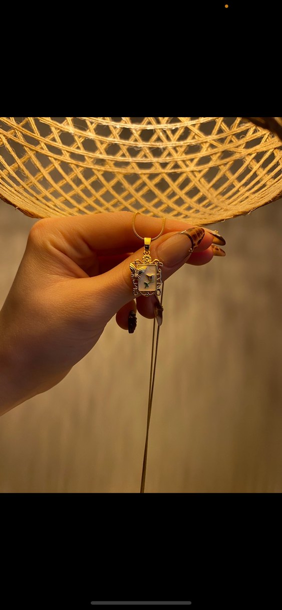 Vintage çiçek detaylı gold kolye - Görsel 3