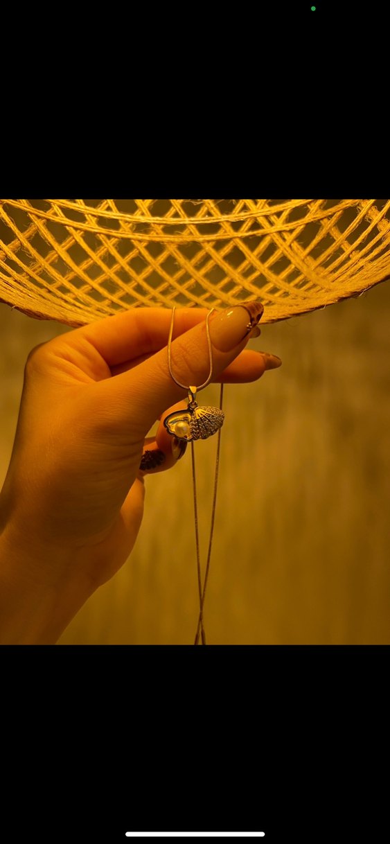 İnci detaylı istiridye gold kolye - Görsel 3