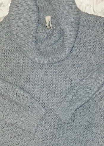 Gri Örgü Dökümlü Boğazlı Kadın Kazak - Görsel 7