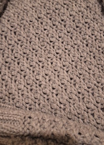 Gri Örgü Dökümlü Boğazlı Kadın Kazak - Görsel 4