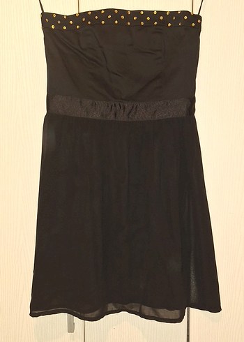 Siyah, Taşlı Kadın Mini Elbise - Görsel 6