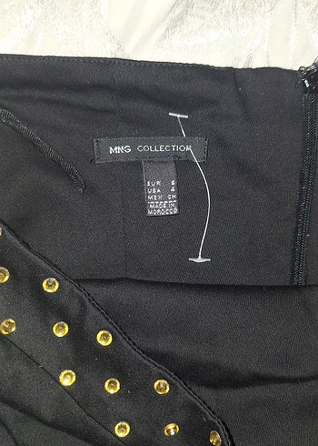 Siyah, Taşlı Kadın Mini Elbise - Görsel 4