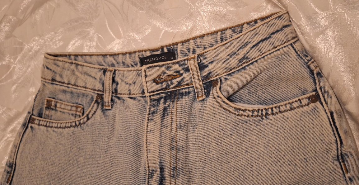 Düğmeli Kadın Denim Pantolon - Görsel 2