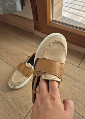 Bej Erkek Çocuk Cırt Cırtlı Loafer - Görsel 3