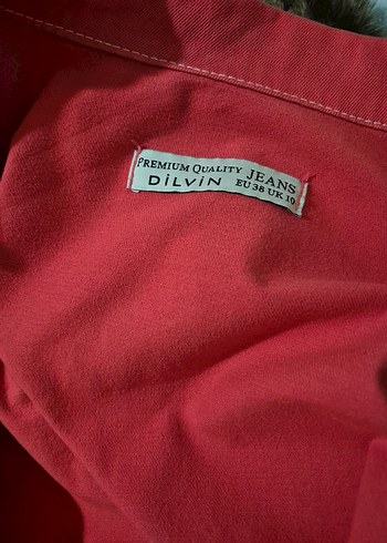 Düğmeli Kırmızı Kadın Denim Ceket - Görsel 5