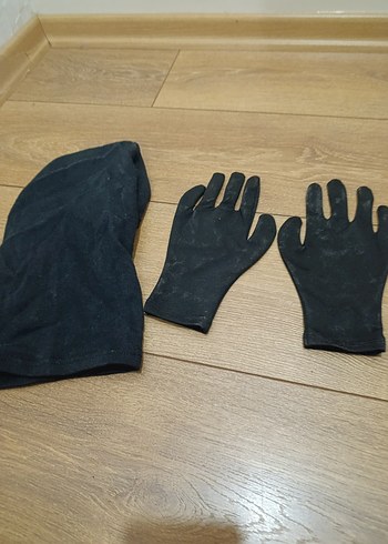 Siyah Baskılı Erkek Eldiveni ve siyah baskılı maske - Görsel 4